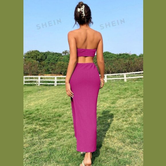 Cut Out Split Thigh Tube Dress - Picture 2 of 6